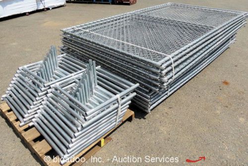 Lot of (20) 6’ x 10&#039; temporary construction security fence panel base hardware for sale