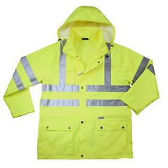 Ansi class 3 reflective mens work jacket by ergodyne - lime - l for sale