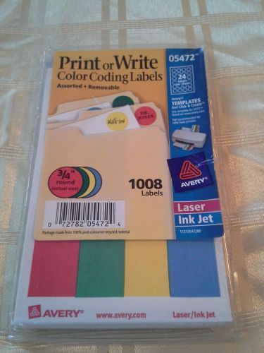 Removable Print or Write Color Coding Labels, Round, 0.75 Inches