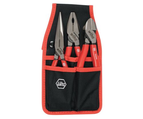 Wiha: soft grip 8&#034; pliers &amp; cutters 3 pc. set in belt pack pouch for sale