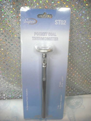 Thermometer, With Pocket Clip, 1&#034; Dial, 0 to 220F, SUPCO ST02
