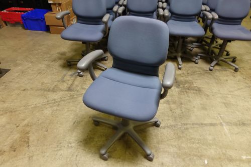 Set of Six Steelcase Task Chairs - Blue Gray - Fabric and Steel