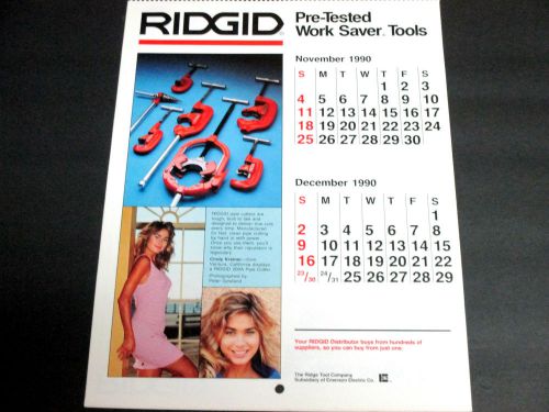 RIDGID TOOLS NOVEMBER/DEC 1990 2 SIDED CALENDAR PAGE, WITH MODEL, VF