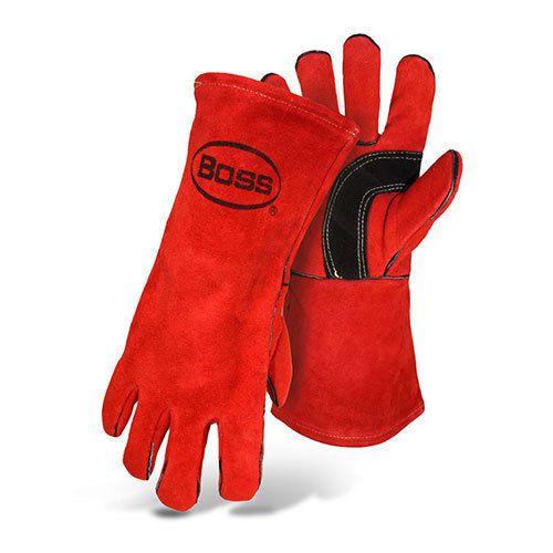 Boss Russet Premium Leather Welding Gloves Fully Lined Size Large
