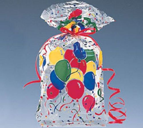 Gift Favor Candy Cello Bag 11&#034;Hx5&#034;Wx2 1/2&#034;D Balloons and Confetti FDA Approved