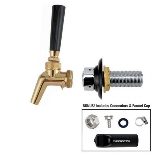 Perlick 630sstf brass faucet + 4&#034; shank + connectors- draft beer stainless steel for sale