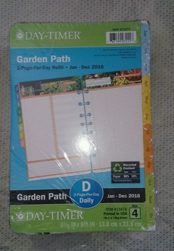 DAY-TIMER Garden Path 2-Page-Per-Day Refill Jan-Dec 2016 #13476 Size 4 Free Ship