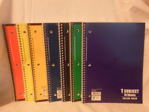 Lot of 4 Spiral Notebook 1 Subject 70 Sheets College Ruled Spiral Notebooks