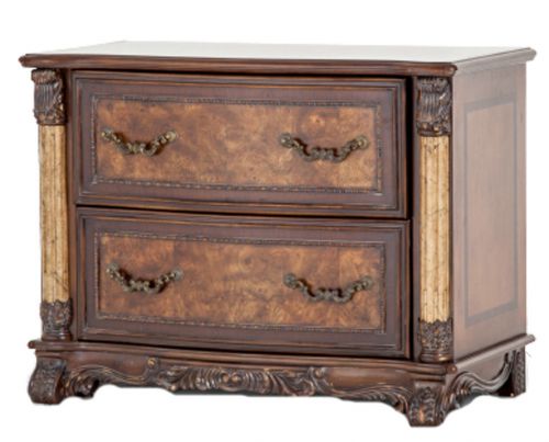 Hadsburg Ornate 2 Drawer Lateral File Cabinet Burl Front