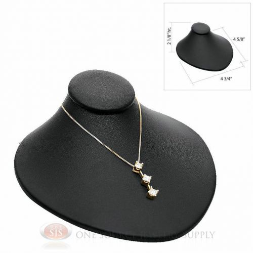 Black leather lay-down pendant necklace neckform jewelry bust 4 3/4&#034;w x 4 5/8&#034;d for sale