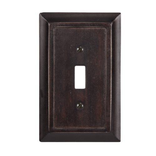 Amerelle amertac 4045t 1 toggle traditional wood wallplate, dark walnut for sale