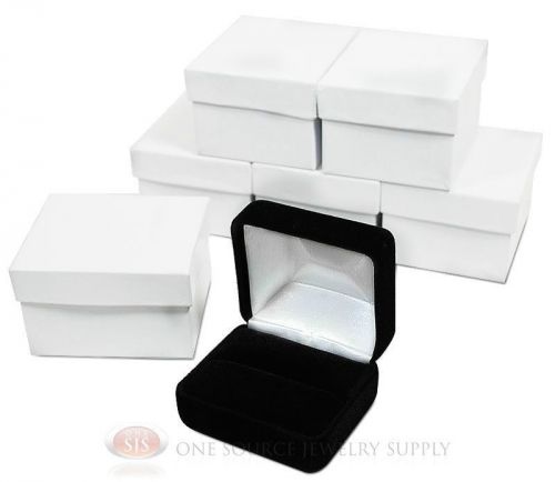 6 piece double ring black velvet jewelry gift boxes 2 3/8&#034;w x 2&#034;d x 1 1/2&#034;h for sale