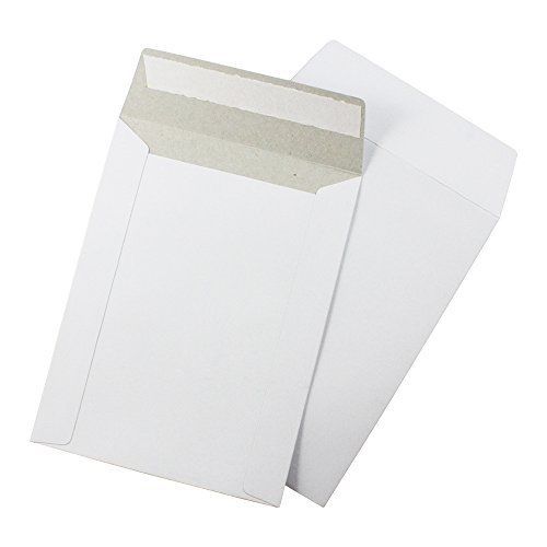 50 EcoSwift 6 x 8 Rigid CD/DVD Photo Mailers Stay Flats White Cardboard Self