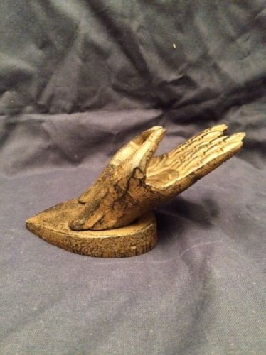 &#034;Giving Hands&#034;  Business Card Holder  Brown Cast Iron 6 1/2&#034; long  0170S-07648