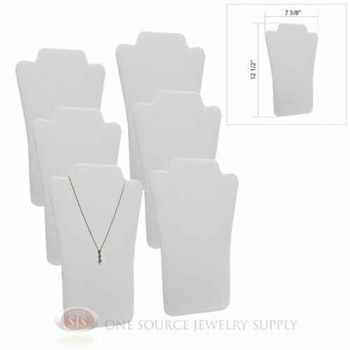 (6)  White Leather 12 1/2&#034; Padded Pendant Necklace Display Easel Presentation