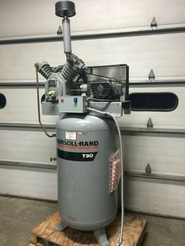Ingersol Rand T30 Air Compressor 5 Hp 220v 3 Ph Two Stage 80 Gallon Upright