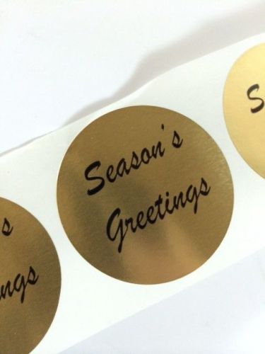 50 2&#034; season&#039;s greetings  circle labels stickers gold christmas holiday seals for sale