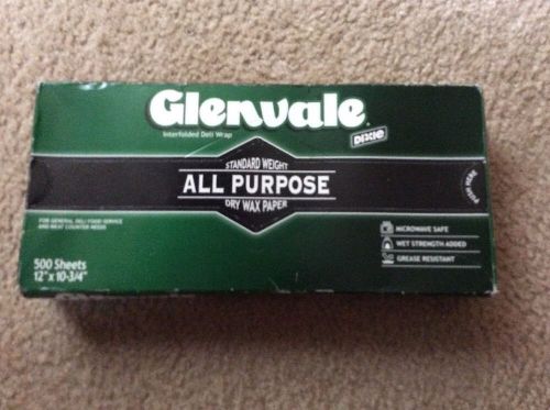 Glenvale Interfolded Medium Weight Dry Waxed Deli Paper, 12&#034;x10.75  500 Sheets