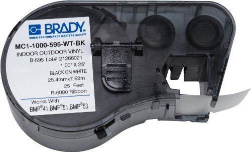 Brady MC1-1000-595-WT-BK Labels for BMP53/BMP51 Printers