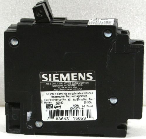 Siemens Q3030 Two 30 Amp Single Pole 120 Volt Circuit Breaker