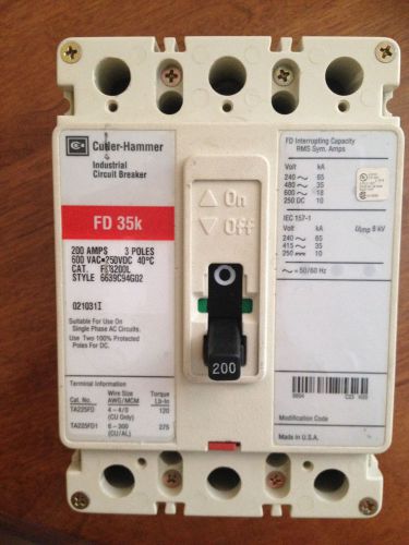 Cutler Hammer Disconnect Switch 600VAC, 200A Amps, 3 pole phase FD35k, Brand New