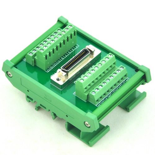DIN Rail Mount 36-pin 0.05&#034; Mini D Ribbon/MDR Female Interface Module, SCSI.
