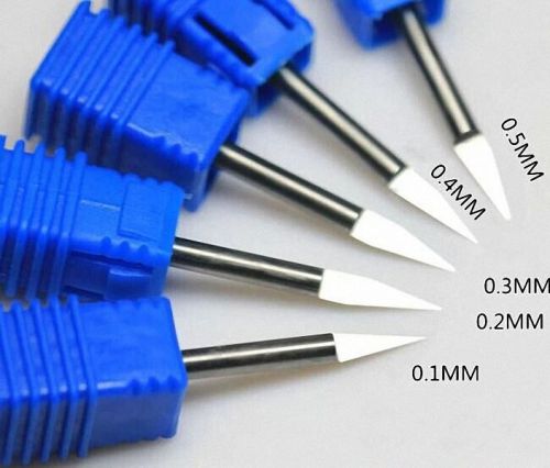 Cnc router carbide pcb engraving bits 15° 0.1/0.2/0.3/0.5/0.8/1.0mm quantity:60 for sale