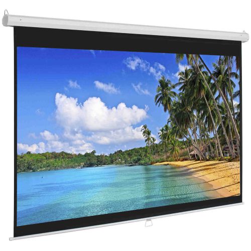 119&#034; manual projector screen 84&#034;x84&#034; pull down projection home movie theater for sale