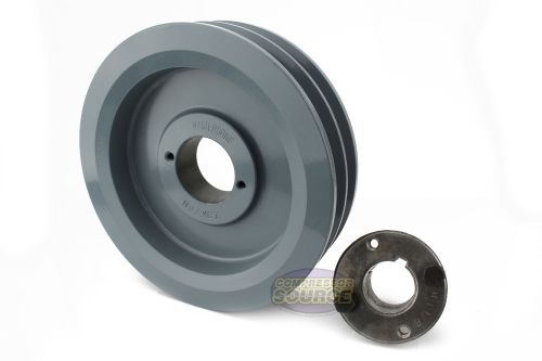 Cast iron 6.75&#034; 2 groove dual belt b section 5l pulley w/ 1-1/8&#034;sheave bushing for sale