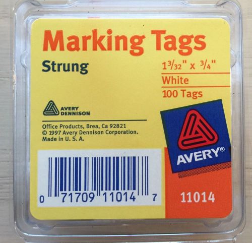 Avery Marking Tags, White, 1-3/32 x 3/4&#034; ,Strung, 100 Pack (11014)