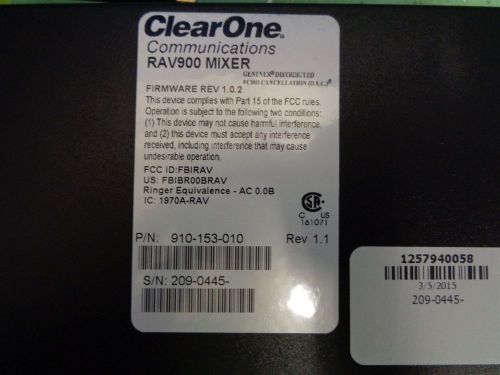 ClearOne RAV 900 Communications Mixer 910-153-010