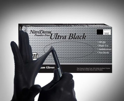 Large Ultra Black POWDER-FREE NITRILE SYNTHETIC Gloves