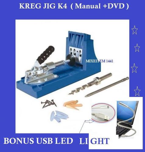 KREG K4 Pocket Hole Jig System Woodworking Kit / Manual +DVD Home Improve +Bonus