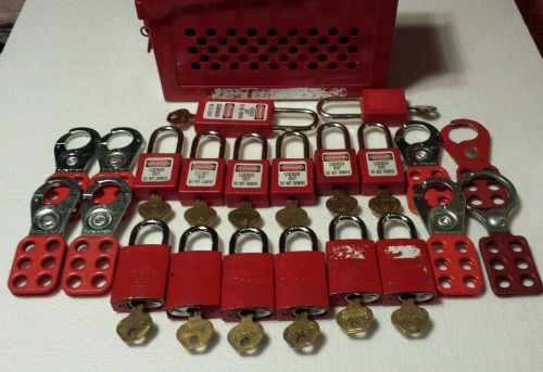 Mix lot master 22 series 6835 padlock keyed  with brady lock box for sale