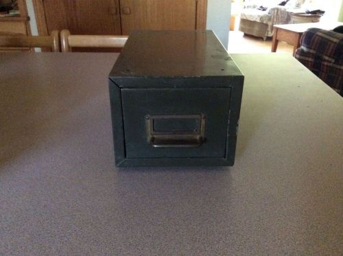 Vintage Dark Green Metal 1-DRAWER  FILE FILING BOX CABINET