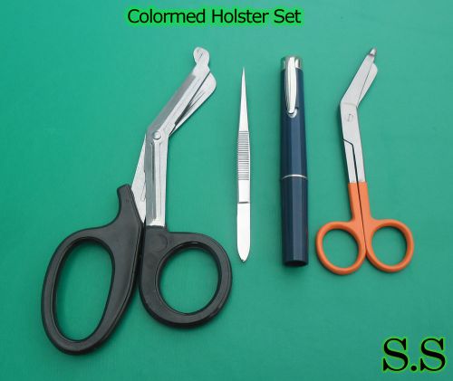 Colormed HolsterSet Black EMT Diagnostic Blue Pen+OrangeLister Bandage Scissors