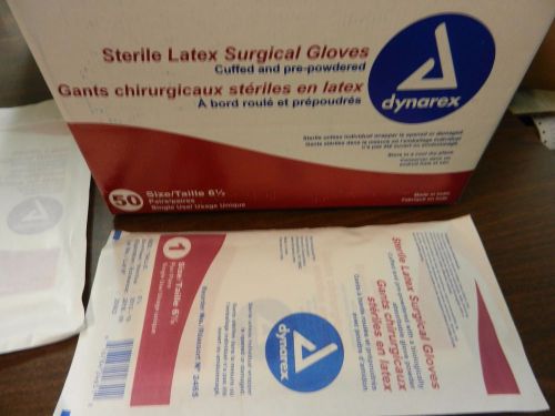 Sterile Surg Gloves Latex Powdered sz 6.5 Dynarex 2465 NEW 50pairs