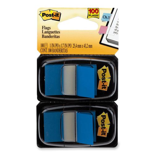 3M Post-It 680-BE2 Blue 1&#034; Flags, 2 packs of 50