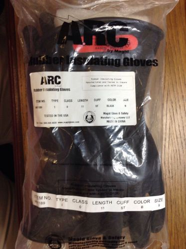Magid m011b9 arc electrical gloves size 9 black type 1 class 0 {c} for sale