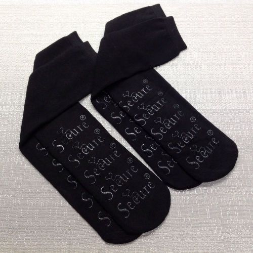 2 pairs secure sbs-1b bariatric no-slip socks black acrylic nylon spandex 19.5&#034; for sale
