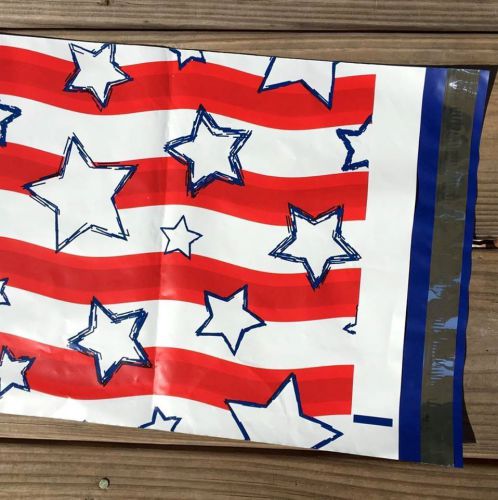 100 Stars n Stripes Glossy POLY MAILER - 10 x 13&#039;&#039; Party Bag, favor, 4th July