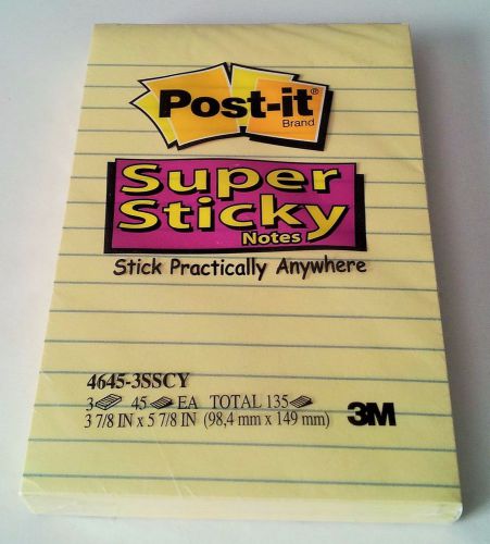 Post-It Super Sticky Notes - Lined Canary Yellow 135 Sheets