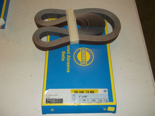 New hermes abrasive rb 346 23 mx 1&#034; x 42&#034; 100 grit pack of 25 sanding belts for sale