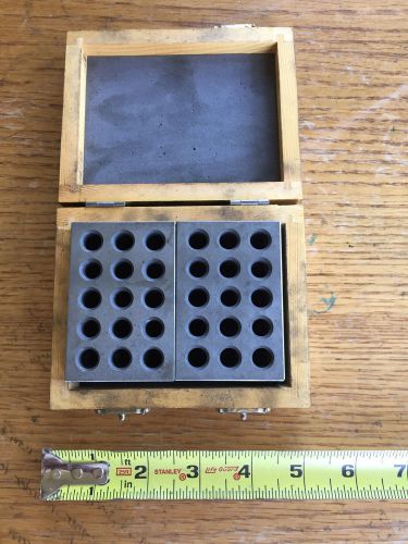 Set of 1-2-3 Blocks Machinist Set Up Parallels 23-Hole in wood case