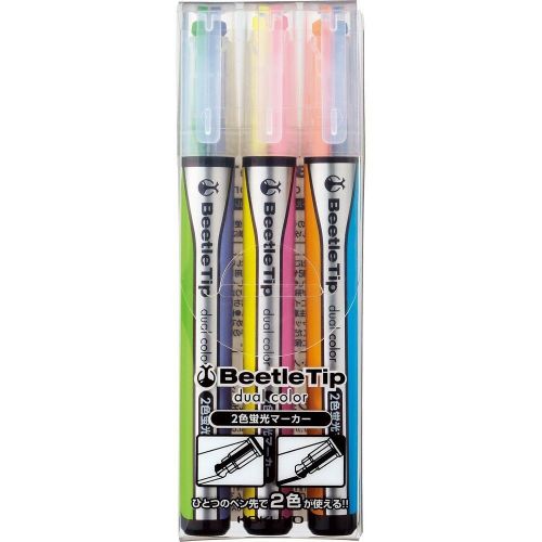 Kokuyo two-color fluorescent marker beetle tip dual color three pm-l303-3s for sale
