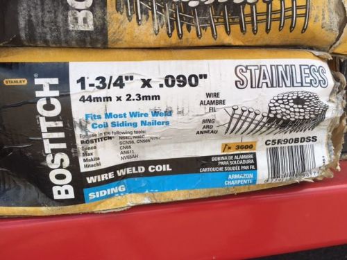 Bostitch 1-3/4-in 15 degree stainless steel coil siding nails 3,600 pk for sale