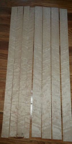 8 flat pieces of Birdseye Maple Raw Wood Veneer each 30&#034; x 2&#034; &amp; 1 1/2&#034; widths