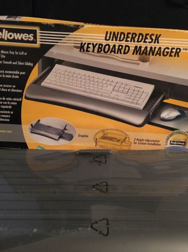 FELLOWES Underdesk KEYBOARD MANAGER Tray Mounts Desk Table 93841 !NEW!