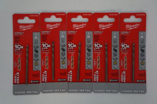 Lot of 5 Milwaukee 48-89-2305 1/8 in. Thunderbolt Cobalt Drill Bit Red Helix