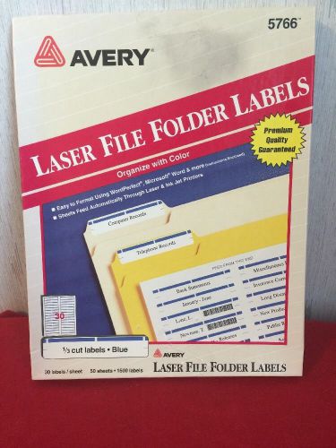 Avery Laser File Folder Labels Blue 1/3 Cut 5766 32 Sheets 960 Labels